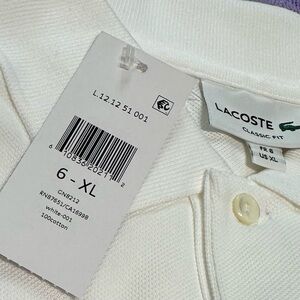 Lacoste Men’s short sleeve Pique Polo shirt White XL - brand new